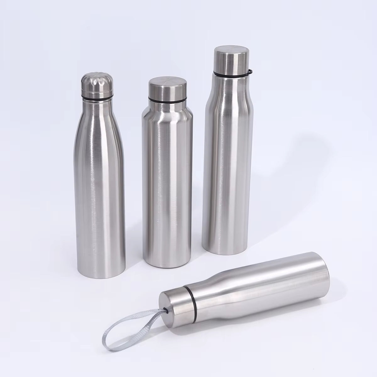 1000Ml Stainless Steel Creative Gourd Cup Portable Outdoor Large Capacity Single-Layer Drink Bottle with Carrying Strap
