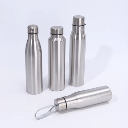 1000Ml Stainless Steel Creative Gourd Cup Portable Outdoor Large Capacity Single-Layer Drink Bottle with Carrying Strap